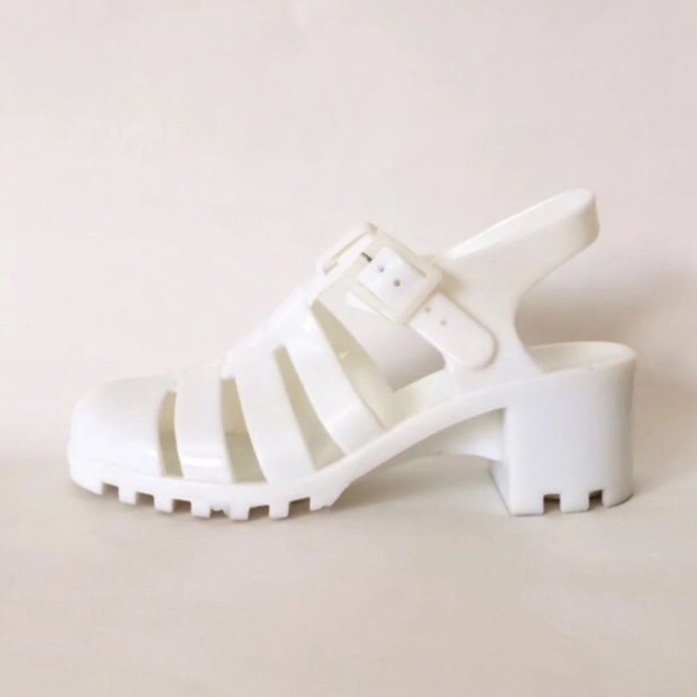 White jelly sandals